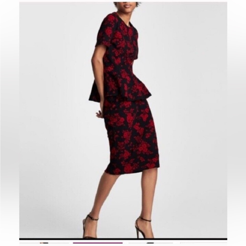 Zara Black Dress with Red Floral Design